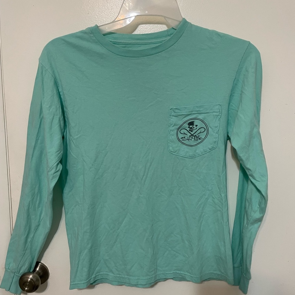 Salt Life Long Sleeve aqua green preshrunk cotton T shirt SML